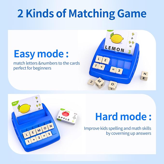 DEGIDEGI Educational Toys for Kids Ages 3-8, Matching Letter Spelling Math Counting Game,Learning Game for Preschool& Kindergarten Kids, Birthday Gifts for 3 4 5 6 7 Year Olds Boys&Girls Navy Blue