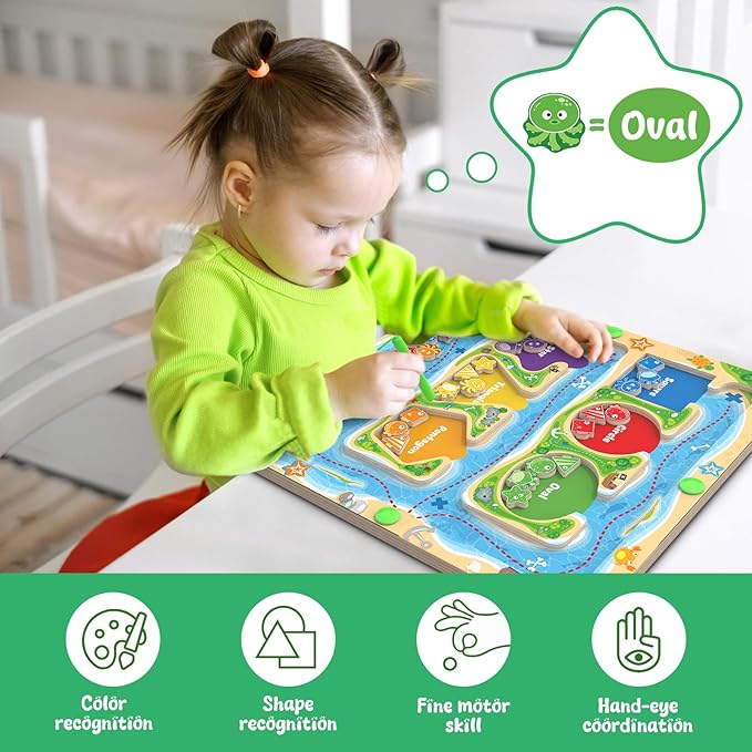 MTYOKILN Magnetic Color & Shape Maze - Montessori Toys for 3 4 5 Year Old | Color and Shape Sorting Toy, Montessori Toys for Kids Boys Girls Gifts Ages 3+, Preschool Learning Activities