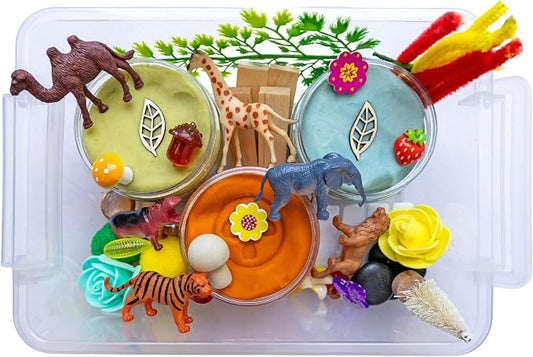 Safari Play Dough Kit, Playdough Sensory Kit, Safari/Zoo Style