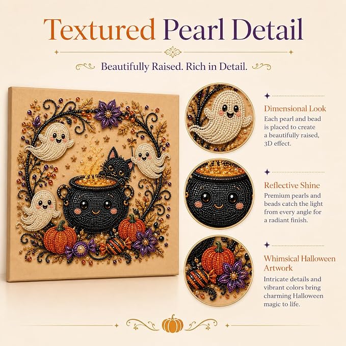 Halloween Pearl Art Kit for Adults, DIY Fall Craft (Goblin) | Create textured Halloween decor through a screen-free, beginner-friendly craft activity.