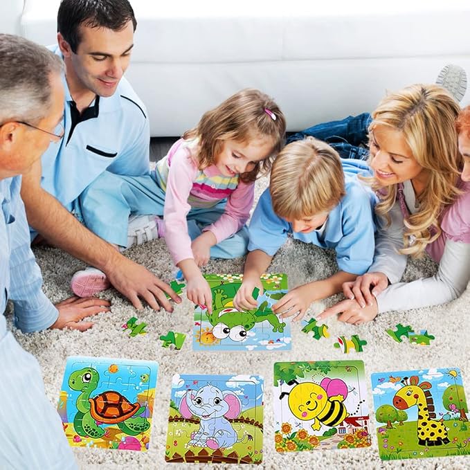 Sealive Wooden Animal Puzzles for Kids Ages 3-5, 6 Pack 16 Piece Jigsaw Set | for Toddlers & Preschoolers, with Early Learning, Fine Motor Skills, Problem Solving, Screen-Free Play, Travel & Gift Option