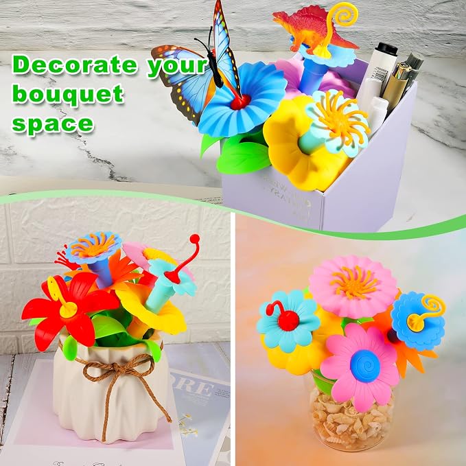 Toys Gifts for Age 2 3 4 5 6,167 PCS Dinosaur Flower Garden Building Blocks | STEM Fine Motor Skill Stacking Games for Toddlers, First 1st Birthday Gifts for Preschool Kids Boys Girls 2+ Years Old