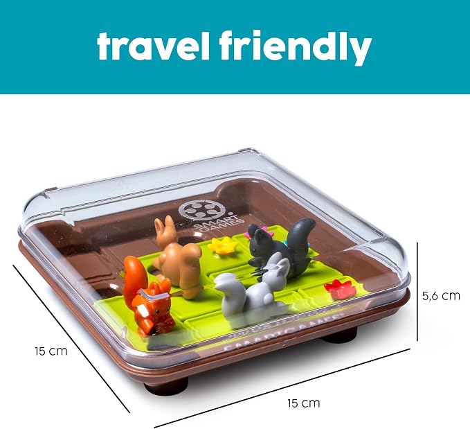 SmartGames Squirrels Go Nuts Sliding Logic Travel Puzzle Game with 60 Challenges for Kids Ages 6+