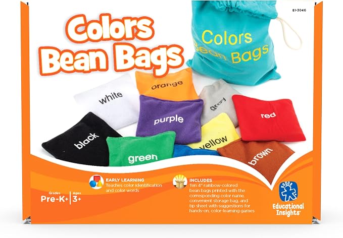Educational Insights Colors Bean Bags - Color Sorting Toys for Toddlers, Manipulatives for Preschoolers Learning Colors, Toddler Learning Toys, Hands-On Preschool Classroom Activities, Ages 3+