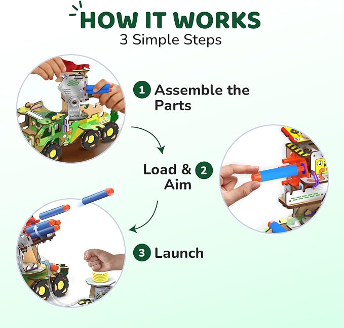 Smartivity DIY Military Vehicle Truck Toy for Kids 8-14 Years | Build Your Own Military Vehicle | Air-Powered Rotating Launcher | Birthday Gift for Boys & Girls 8-14 Years