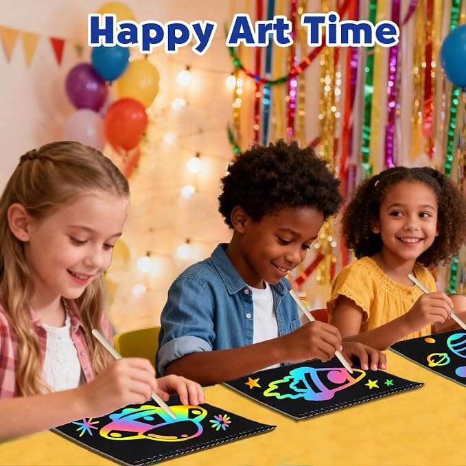 ZMLM Scratch Paper Art-Crafts Gift: 2 Pack Rainbow Notebooks Supplies Toys | Art Crafts for 3 4 5 6 7 8 9 10 11 12 Years Old Girls and Boys Kids Birthday Christmas Party Travel Games Activities Planet