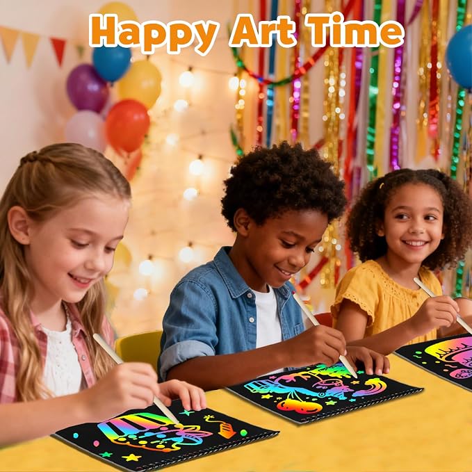 ZMLM Scratch Paper Art-Crafts Gift: 2 Pack Rainbow Notebooks Supplies Toys | Art Crafts for 3 4 5 6 7 8 9 10 11 12 Years Old Girls and Boys Kids Birthday Christmas Party Travel Games Activities
