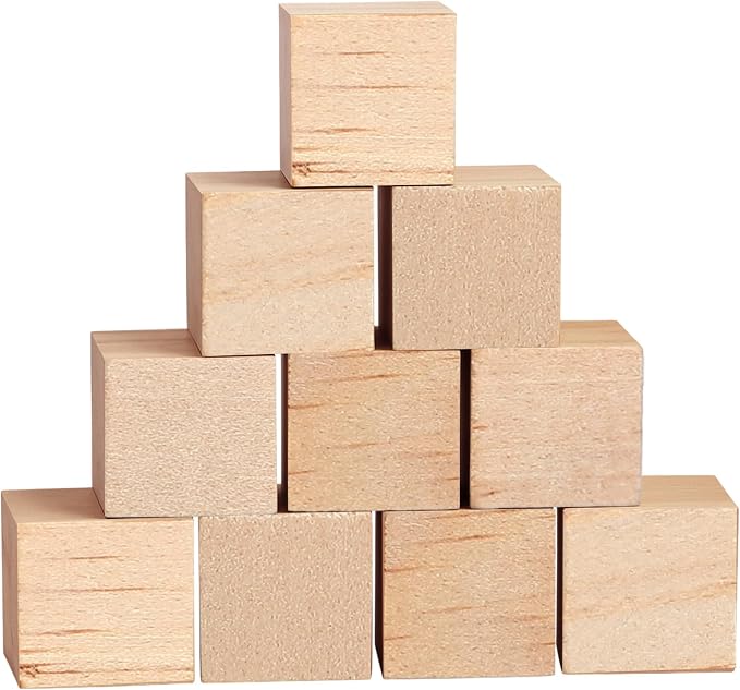 Barydat 10 Pcs 2.36 in Baby Shower Blocks to Decorate Game Large Unfinished Wooden Blocks for DIY Project Table Decor Wood Square Blank Cubes for Craft Party Decorations