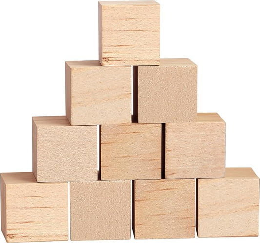 Barydat 10 Pcs 2.36 in Baby Shower Blocks to Decorate Game Large Unfinished Wooden Blocks for DIY Project Table Decor Wood Square Blank Cubes for Craft Party Decorations