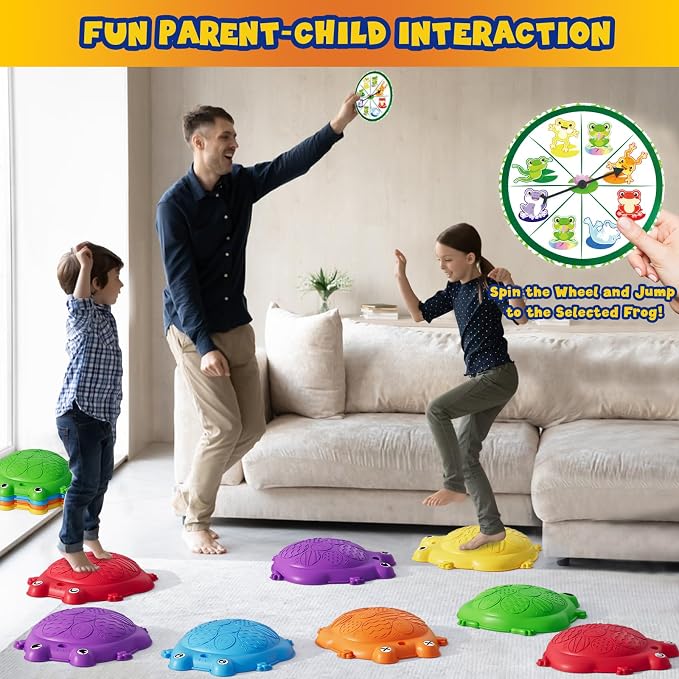 Stepping Stones for Kids, 12PCS Non-Slip Balance Steps Stones | Obstacle Courses Sensory Balance Toys, Coordination Game Gift for Boys Girls Indoor Outdoor Play Ages 3-5