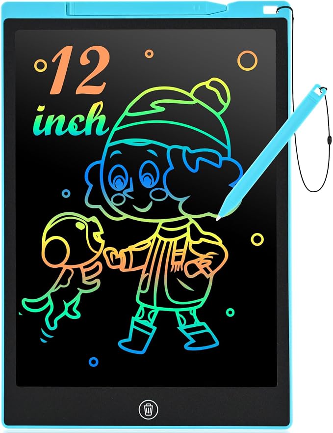 cimetech LCD Writing Tablet, 12 Inch Colorful Drawing Pad for Kids | Toys Gifts for 3-8 Year Old Girls Boys, Christmas Stocking Stuffers Birthday Gifts for Toddler Travel Activities, Blue