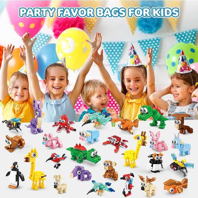 INSOON 30 Packs Animal Party Favors for Kids, 810 PCS Mini Animal Building Block Toy Set for Goodie Bag Fillers Classroom Prizes Easter Birthday Children's Day for Boys Girls Student Ages 6+ | 810PCS Mini Animal Building Toy Set for Goodie Bag Fillers ...