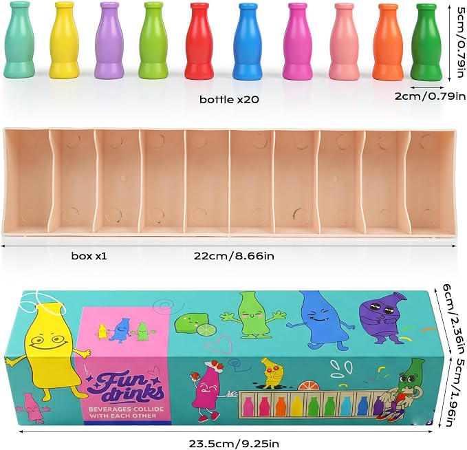 Foleto Bottle Flip Challenge - Color Match Memory Game for 2-4 | 20 ABS bottles, dual-mode memory & logic. Family party travel toy for kids and adults. Develops color recognition & thinking