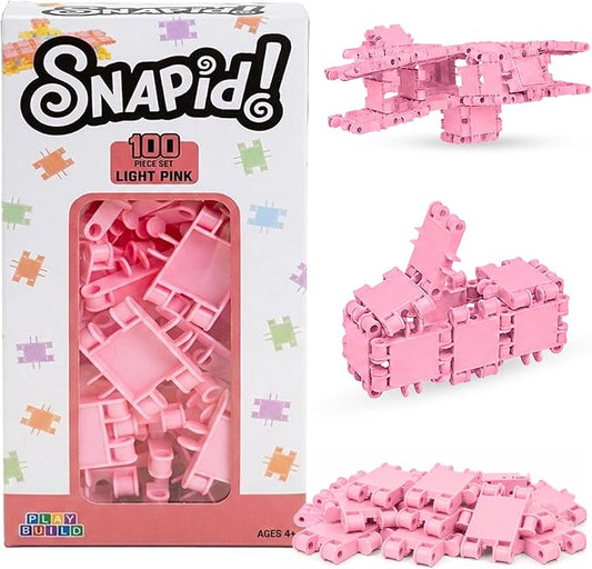 100 Piece Light Pink Snap Connecting Building Toy Set for Kids
