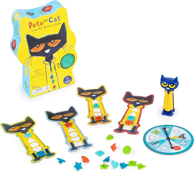 Educational Insights Pete The Cat I Love My Buttons Game - Shape Matching Games for Toddlers 3-5, Turn-Taking Kids Games, Toddler Fine Motor Skills Toys, Preschool Learning Activities | Shape Matching Games for Toddlers 3-5, Turn-Taking Kids Games, Tod...