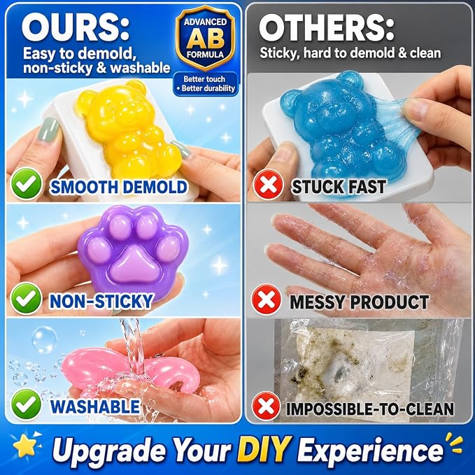 Carolart Squishy Making Kit, DIY Squishies Maker, Craft Kits for Kids | DIY squishy toys with fast curing nonsticky material, STEM arts & crafts activity kit, gift for girls and boys ages 6-12