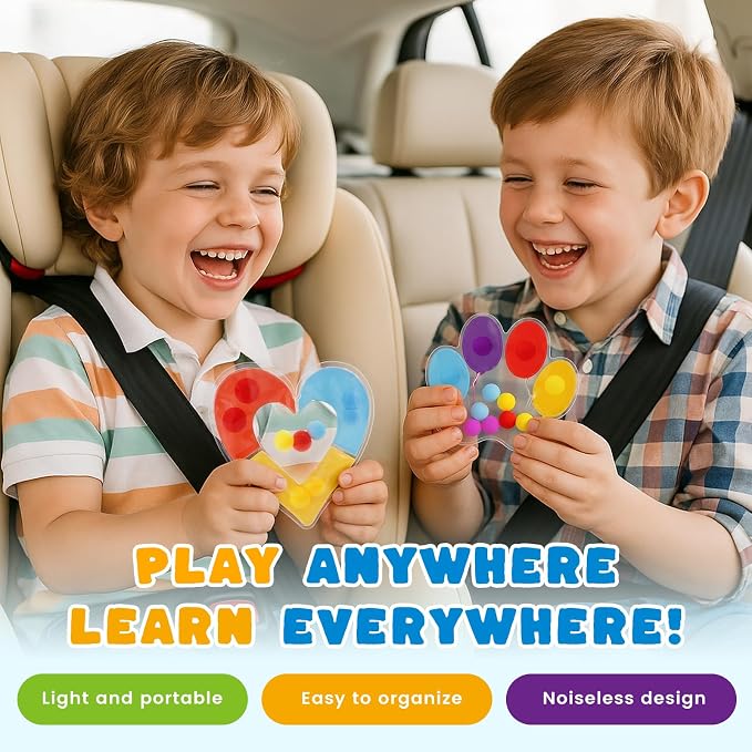 LovesTown 6-Pack Color Sorting Toys, Shape Matching Game for Kids | Sensory Fidget Toys For Color Shape Recognition, Fine Motor Skills, Hand-Eye Coordination, Travel Essential, Goodie Bags