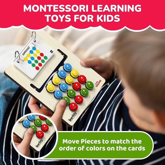 Smartivity Montessori Slide Puzzle - Wooden Toy for Kids 4-8 Years | Color & Pattern Matching Learning Toy | Travel-Friendly Educational Activity | Birthday Gift for Boys & Girls