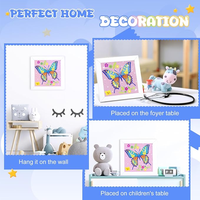 Diamond Art Kits for Kids - Crafts for Girls 8-12 - Diamond Art Painting with Wooden Frame - Arts and Crafts for Kids Ages 4-6 8-10 - GEM Art Supplies Dots for Adult Beginners Home Wall Decor Gifts