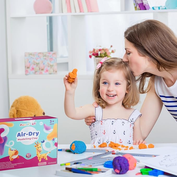 Aestd-ST Air Dry Clay 90 Colors, Modeling Clay for Kids, DIY Magic Clay | Molding Clay Kit, 4 Sculpting Tools, Resealable bags, Non-Sticky Soft, Super Light, Arts & Crafts Gift for Boys Girls Kids