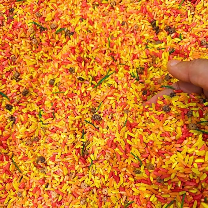 Lattooland Fall Themed Colorful Rice | Fall Sensory Bin Filler for Sensory Table | Seasonal | Autumn Theme Activity | Engaging Rice Mix for Kids | Thanksgiving Present & Toddler Gift | 18 Months +