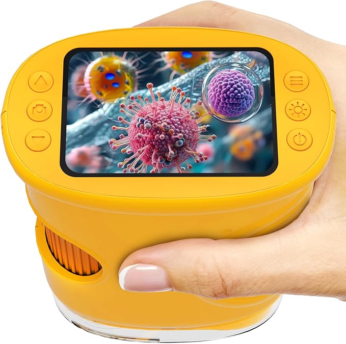 1000X Handheld Microscope for Kids: Pocket Digital Microscope with 1080P&2.0''IPS Screen&Photo/Video - Portable Edu Science Kits for Girls Boys - STEM Toys Birthday Gifts Ages 3-6 6-12(Orange)