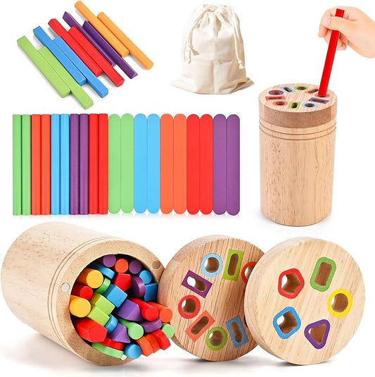 Color Sorting Toys for Toddler, Montessori Toys for 1-3 Year Old | Wooden Learning Color Sorting Toys, Educational Fine Motor Matching Game, Gifts for for Baby Boys Girls