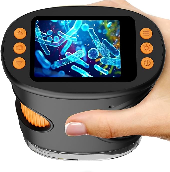 Kids Magnifying Glass 2-inch Digital Handheld Microscope for Kids | Cool Gadgets Stuff, Toys Portable STEM Science Lab Gifts, Magnifier for Coin Collection Supplies, Black