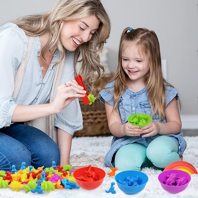 TSYAN Counting Toys Matching Game for Kids with Sorting Bowls Sensory Toys Color Classification Game Set Early Learning Preschool Montessori Educational Toy