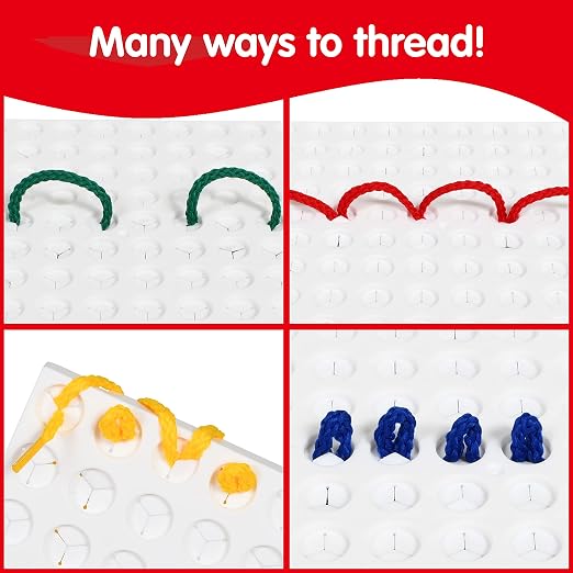 edxeducation Junior String Art, 2 Baseboards, 8 Laces and 4 Colors | Lacing Toy for Kids, Create Imaginative Designs, Explore Patterning, Shape Recognition and More