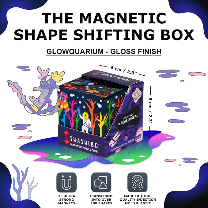 Shashibo DODECA Magnetic Puzzle Cube, Stress Relief Fidget Toy | 100+ Possible Shapes, Sensory Fidget Toy For Adults & Kids, Fun Shape Shifting Puzzle Box For All Ages