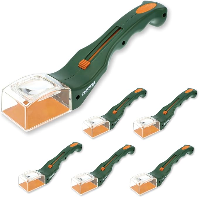 Carson BugView 5x Magnifier Quick-Release Bug Catching Tool | Portable Handheld Magnifying Glass Insect Trap, Educational STEM Toy for Kids and Adults - Set of 6 (HU-10MU)