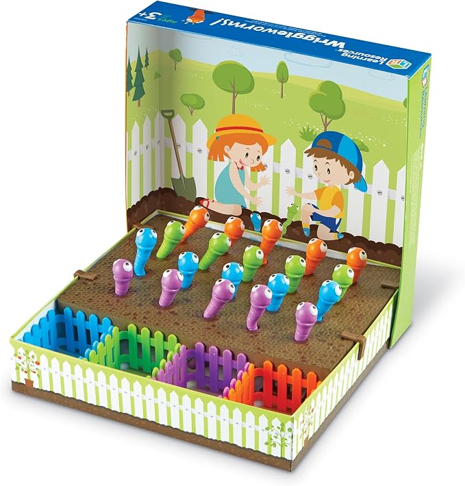 Learning Resources Wriggleworms Fine Motor Activity Set - Montessori Sensory Bin Toys, Gross Motor Skills, Toddler Games, Color Sorting, Preschool Classroom Must Haves, Gifts for Boys and Girls