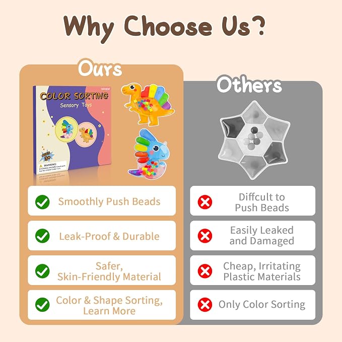 Color Sorting Toys Sensory Toys for Toddlers - 2 Pack Fidget Toys for Preschool Learning Activities, Cute Animal-Shaped Educational Montessori Toy for Kids, Squeeze Toys for with Color Stacking