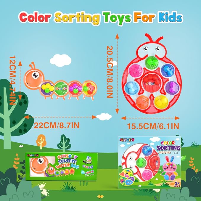 2Pcs Color Sorting Sensory Toys for Kids with Autism Toddler Toys for Airplane Travel Road Trip Preschool Montessori Toys Fine Motor Skills Easter Basket Stuffers Gifts for Kids Boys Girls