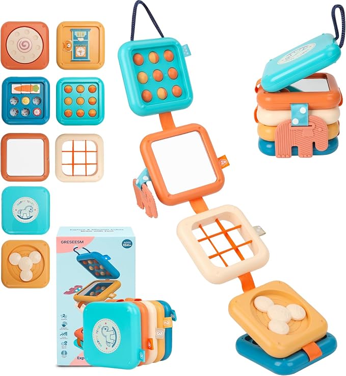 GRESEESM Busy Board Montessori Toy for 1 Year Old Boy Gifts, Travel Toys for Toddler 1-3, Sensory Activity Airplane Essential, Baby Boys Birthday Gift, Easter Basket & Stocking Stuffers