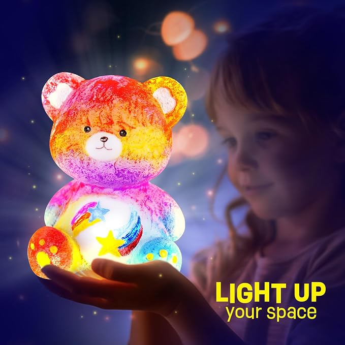 Paint Your Own Bear Lamp Kit, Crafts for Kids Ages 6-12, Gifts for Girl Boy | Bear painting kit with paints and 3D night light; fun craft activity, room decor and birthday gifts for kids ages 6-12