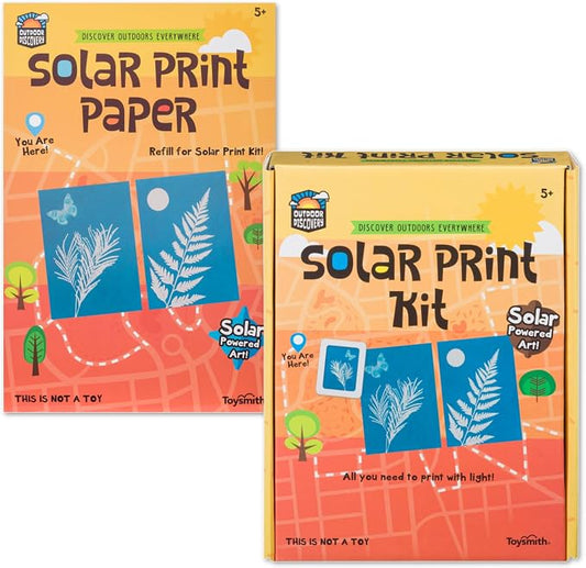 Toysmith Outdoor Discovery Solar Print Paper Kit, Multicolor, 36 Sheets | Sun Print Paper, Stencils and Frames, Outdoor Science Art, Nature Crafts, Classroom Projects, Creative Craft Gift, Ages 8-12