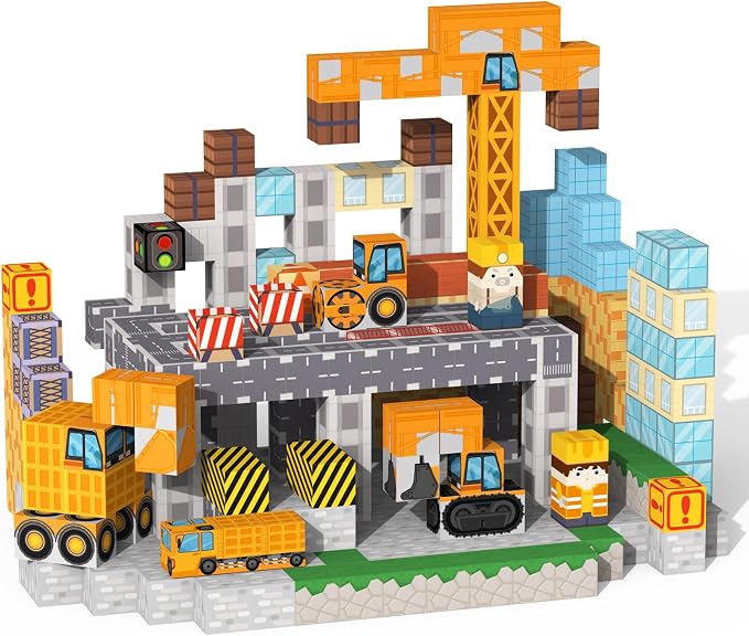 Magnetic Building Blocks Toys for Kids 154PCS Ages 3+ | Magnet Building Cubes Construction Set, STEM Sensory Stacking Toys, Birthday Gifts for Boys Girls