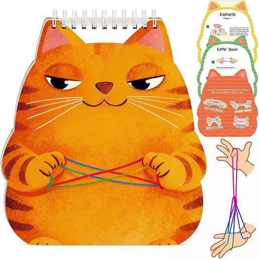 Kasfalci Cats Cradle Rainbow String Game Kit - Teen Girl Gifts for 6-8-12 Year Old Boys Girls - Road Trip & Travel Toys for Kids - Classic Finger Game with 2 Strings