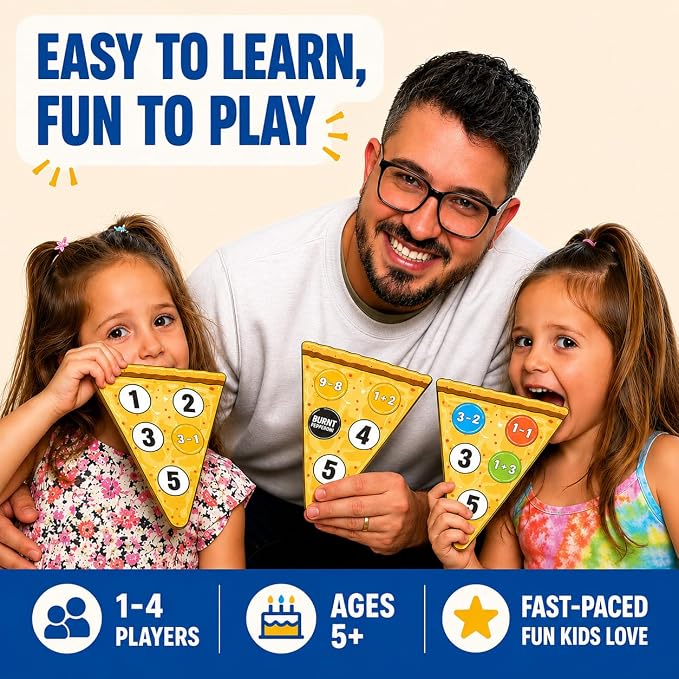 Addition & Subtraction Math Board Game Kindergarten Math Games for Kids 5-7 | Kindergarten & 1st Grade, STEM Board Game for 5+ Year old, Homeschool & Classroom Learning, Educational & Fun Pizza Game