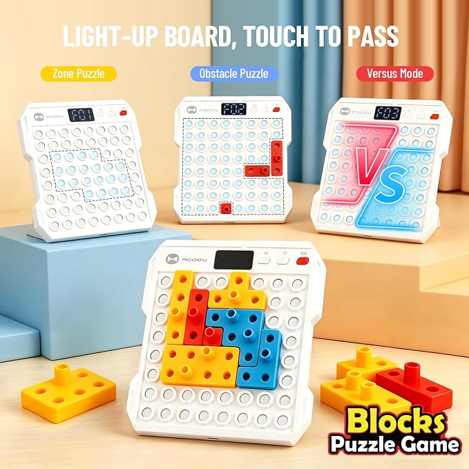 HAPRAY Super Blocks STEM Puzzle Game, Brain Teaser Toys for Kids & Teens | 1000+ Pattern Matching Game & Maze Challenge, Brain Teaser Toys for Kids & Teens, Parent-Child Interactive Travel Toy