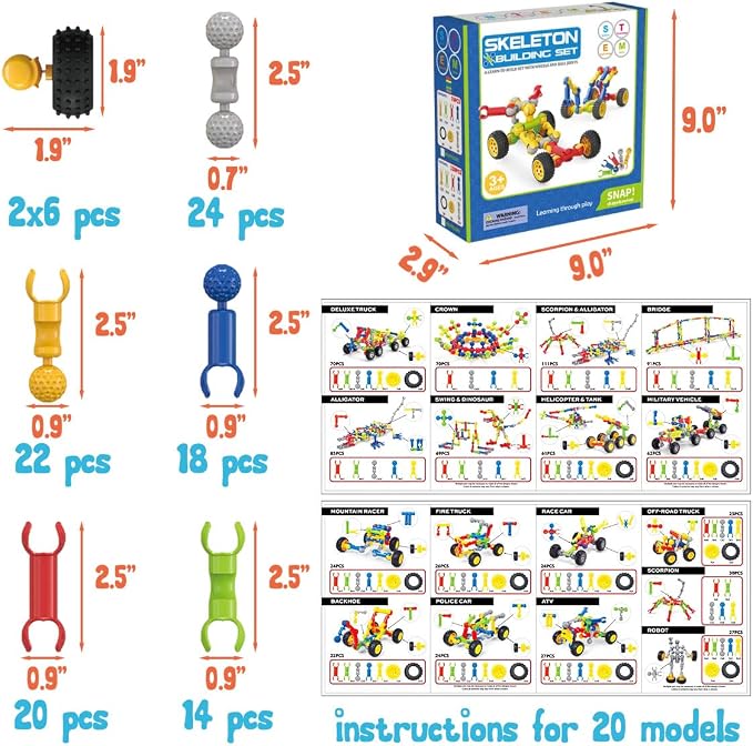 SHUNLAM Building Toys for Kids, 110 Pcs STEM Toys for Boys and Girls, Interlocking Playset for Age 3+, Kids Creative Kit (110 PCS)
