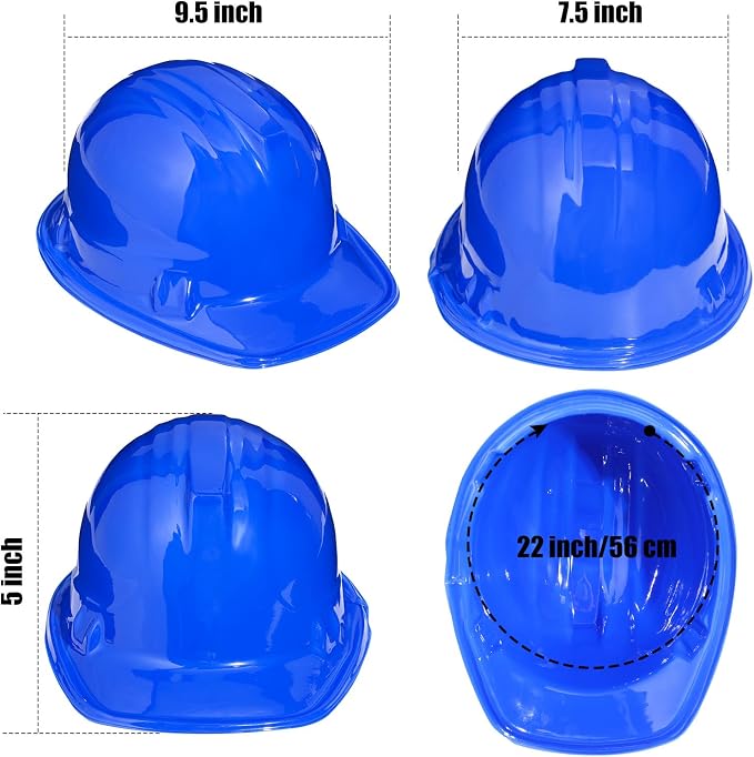 Sumind 48 Packs Construction Party Hats Kids Plastic Worker Helmet Bulk Toy for 3-8 Years Children Dress up Party Supplies(Blue)