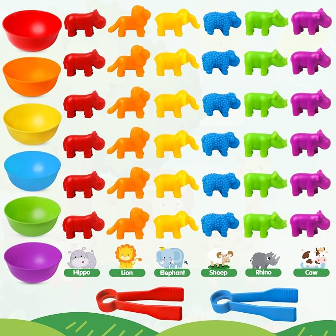 TSYAN Counting Toys Matching Game for Kids with Sorting Bowls Preschool Learning Educational Activities Toys Color Classification and Sensory Game Set Toddler Fine Motor Toys for Kid