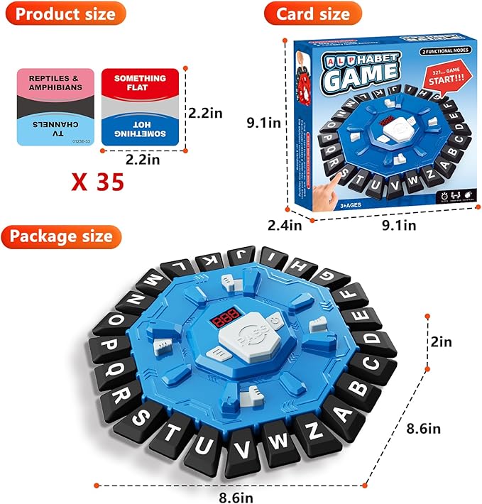 Word Game Family Board Game with Digital Display Timer for Kids and Adults | Fast-Paced 24-Letter Word Game with 2 Modes & 35 Cards for Family Game Nights and Parties, Ages 3 & Up, 2-8 Players