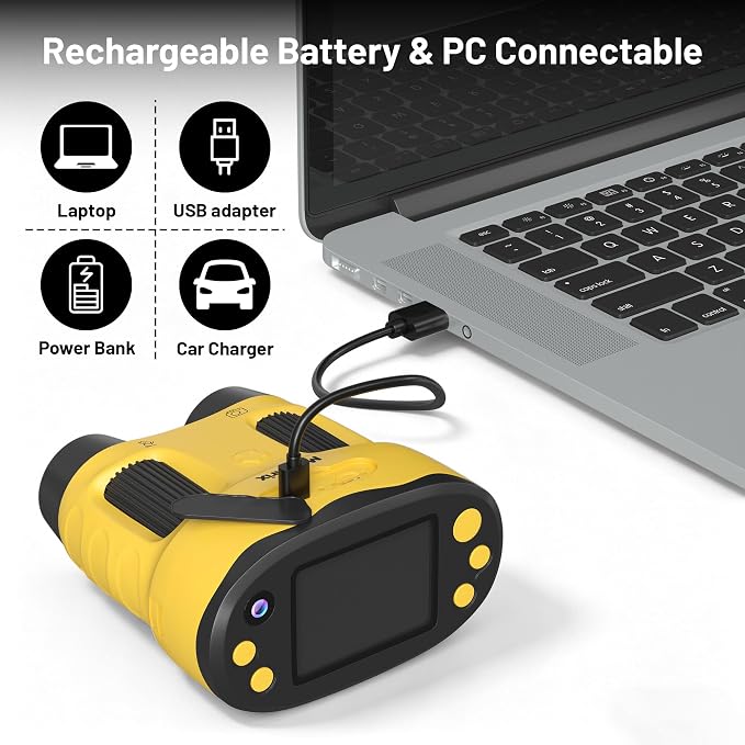 1000X Handheld Microscope for Kids 2.0" Screen 32GB Card Included | Rechargeable 3 in 1 Pocket Digital Kids Microscopes with Camera & Selfie Lens, Edu Science Kits for Kids 4-6 8-12 Yellow