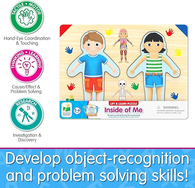 The Learning Journey: Lift & Learn Inside of Me – Human Body Layered 28 piece Jigsaw Puzzles- Montessori School - Learning Educational Toy for Baby - Kids Ages 3 and Up Non-Toxic & BPA Free