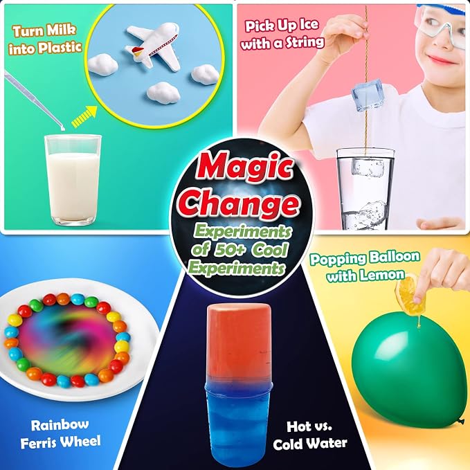 UNGLINGA 50+ Science Lab Experiments Kit for Kids, STEM Activities | Educational Scientist Toys Gifts for Boys Girls Chemistry Set, Gemstone, Volcano Eruption