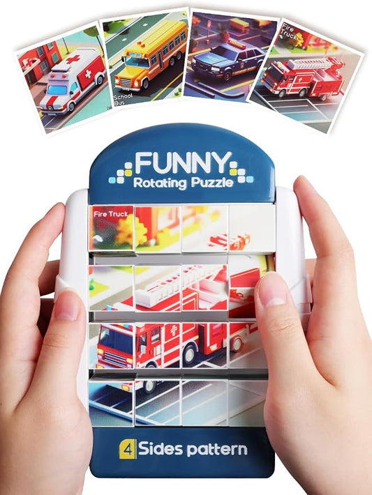 16-Piece Rotating Puzzles for Kids 4-6, Toddlers Puzzles 3+, Road Trip, Airplane Activities Game, Travel Toys - Brain Teaser, Fine Motor Skills, Birthday Gifts Boys & Girls